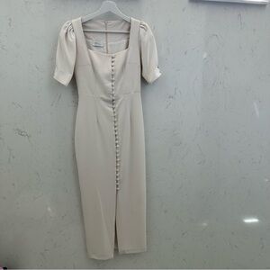 Elegant white square neckline prom dress